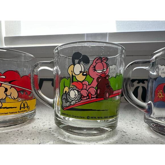 Vintage Set of 3 1978 McDonalds Garfield Odie Glass Coffee Mugs Cups Jim Davis - Picture 3 of 7